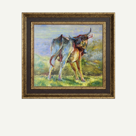Dot the Cow, cow painting, cow art, farm animal art, farmhouse art, English countryside, British countryside, rural wall art, country house decor, cottage decor, animal portrait, farm decor, countryside painting, pastoral art, original cow painting